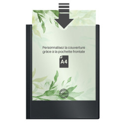 Porte vues A4 Personnalisable 40 Vues Couverture Polypro Noir