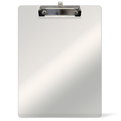 Porte-bloc A4 avec pince et porte stylo plastique rigide Transparent