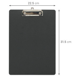Porte bloc à pince A4 en polypro de 2mm - 22.5 x 31.5 cm - Noir