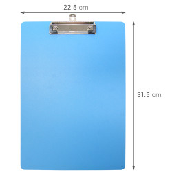 Porte bloc à pince A4 en polypro de 2mm - 22.5 x 31.5 cm - Bleu
