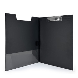 Porte bloc A4 à rabat avec pince - PVC double face - Noir