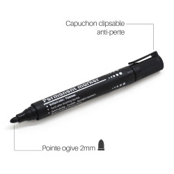 Marqueur permanent Noir pointe Ogive 2mm 