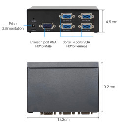 Distributeur Vidéo VGA 4 sorties 500 Mhz