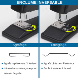Agrafeuse de bureau métal n°24/6 et 26/6 capacité 25 feuilles 