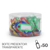 Porte-clés multicouleurs anneaux 18mm pack en tube de 50
