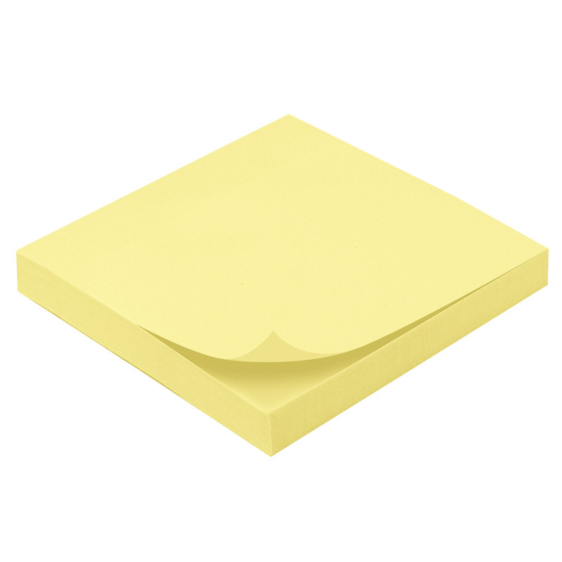 Notes adhésives repositionnables bloc 100 feuilles jaunes 75 x 75 mm