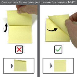 Notes adhésives repositionnables bloc 100 feuilles jaunes 75 x 75 mm