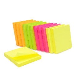 Bloc note reposition Néon 100 feuil 75x75mm jaune,fuchsia,vert,orange