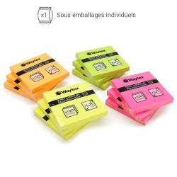 Bloc note reposition Néon 100 feuil 75x75mm jaune,fuchsia,vert,orange