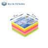 Notes adhésives repositionnables bloc 250 feuil multicol néon 50x50mm
