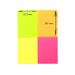 400 Notes adhésives repositionnables pack 4 blocs néon 37,5 x 50mm