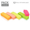 500 Marque-pages adhésifs repositionnables néon pack 5 blocs 50x15mm