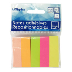 500 Marque-pages adhésifs repositionnables néon pack 5 blocs 50x15mm