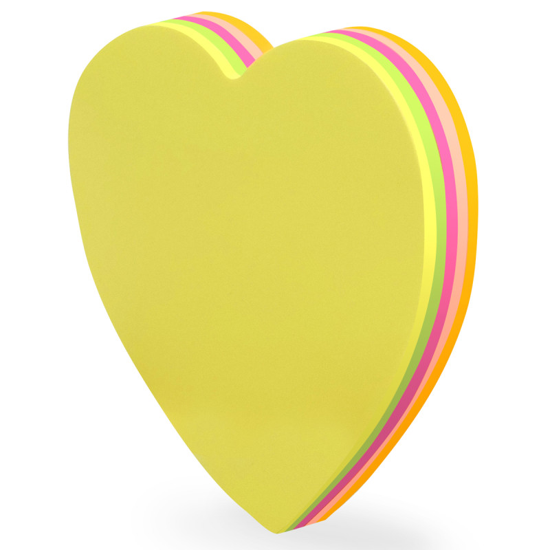 Bloc 100 notes repositionnable c?ur 5 couleurs 70x70mm suspendu