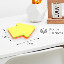 Bloc 100 notes repositionnables flèche 5 couleurs 70x70mm suspendu