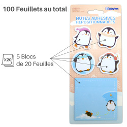 100 notes repos fantaisie Pingouin 20 feuil 80x80mm-80 feuil 45x45mm