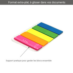 125 Marque-pages adhésifs repositionnables néon pack 5 blocs 45x12mm