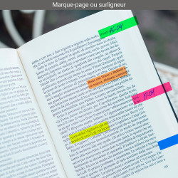 125 Marque-pages adhésifs repositionnables néon pack 5 blocs 45x12mm