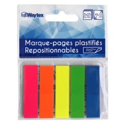 125 Marque-pages adhésifs repositionnables néon pack 5 blocs 45x12mm