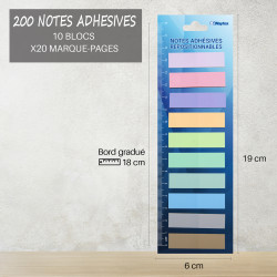 200 Marques page plastifié reposition 20x10 couleurs 45x12mm suspendu