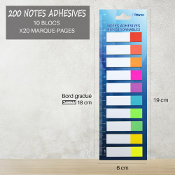 200 Marques page papier reposition 20x10 coul Néon 45x12mm suspendu