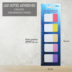 100 Marques page papier reposition 20x5 coul Néon 42x25mm suspendu