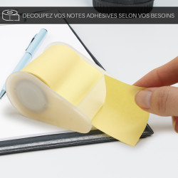 Rouleaux note repositionnable Jaune + distributeur 50mm x 5m blister