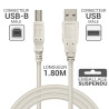 Cordon USB 2.0 A/B mâle-mâle 1.80m beige -S