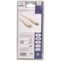 Cordon USB 2.0 A/B mâle-mâle 1.80m beige -S