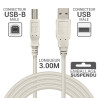 Cordon USB 2.0 A/B mâle-mâle 3.00m beige -S