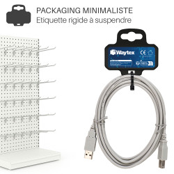 Cordon USB 2.0 A/B mâle-mâle 3.00m beige -S