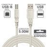 Cordon USB 2.0 A/B mâle-mâle 5.00m beige -S