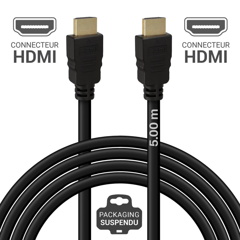 Câble HDMI 4K@60Hz 18Gbps Haute vitesse 2.0 HDMI, Contact Or 5,00m-S