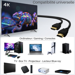 Câble HDMI 4K@60Hz 18Gbps Haute vitesse 2.0 HDMI, Contact Or 5,00m-S