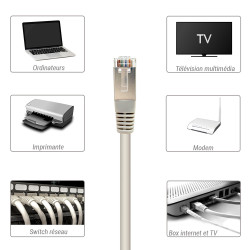 Câble réseau RJ45 Cat. 6A 100% cuivre S/FTP LSOH 0,50m Noir -S