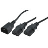 Rallonge alimentation en Y IEC C14 - 2x IEC 13 M/F/F 1.80m