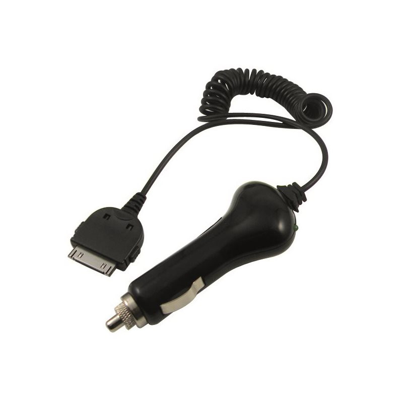 Chargeur allume cigare noir cordon spiralé pour iPhone 3/4 ou iPod Bl