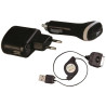 Pack charg. secteur&al cigare cordon rétract  iPhone 3à 4S/iPod noir