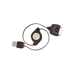 Pack charg. secteur&al cigare cordon rétract  iPhone 3à 4S/iPod noir