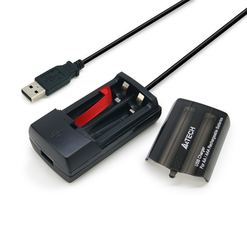 Chargeur de piles par port USB + 1 port USB supplémentaire