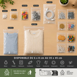 Sachet fermeture rapide, transpar 80mic 6 x 8+1,2 cm sachet de 100