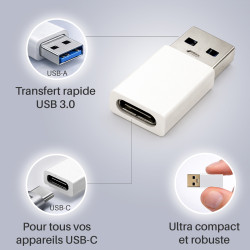 Adaptateur USB 3.0 Male à USB 3.1 Type C Femelle
