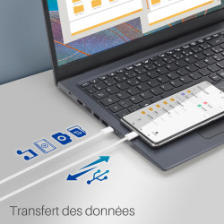 Cordon Nylon USB Type C Mâle-Mâle 60W 1.00m Blanc S