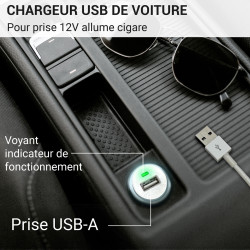 Mini chargeur USB sur prise allume cigare blanc 1A sachet