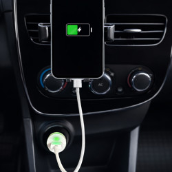 Mini chargeur USB sur prise allume cigare blanc 1A sachet