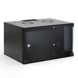 Coffret réseau ECO 19'' 6U porte vitrée 600x450 noir monté