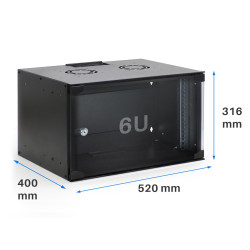 Coffret réseau ECO 19'' 6U porte vitrée 600x400 noir monté WAYTEX.fr