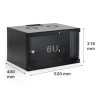 Coffret réseau ECO 19'' 6U porte vitrée 600x400 noir monté WAYTEX.fr