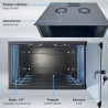 Coffret réseau ECO 19'' 6U porte vitrée 520x400 noir monté