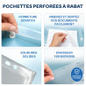 Pochettes perforées A4 transp porte documents rabat velcro pack de 10